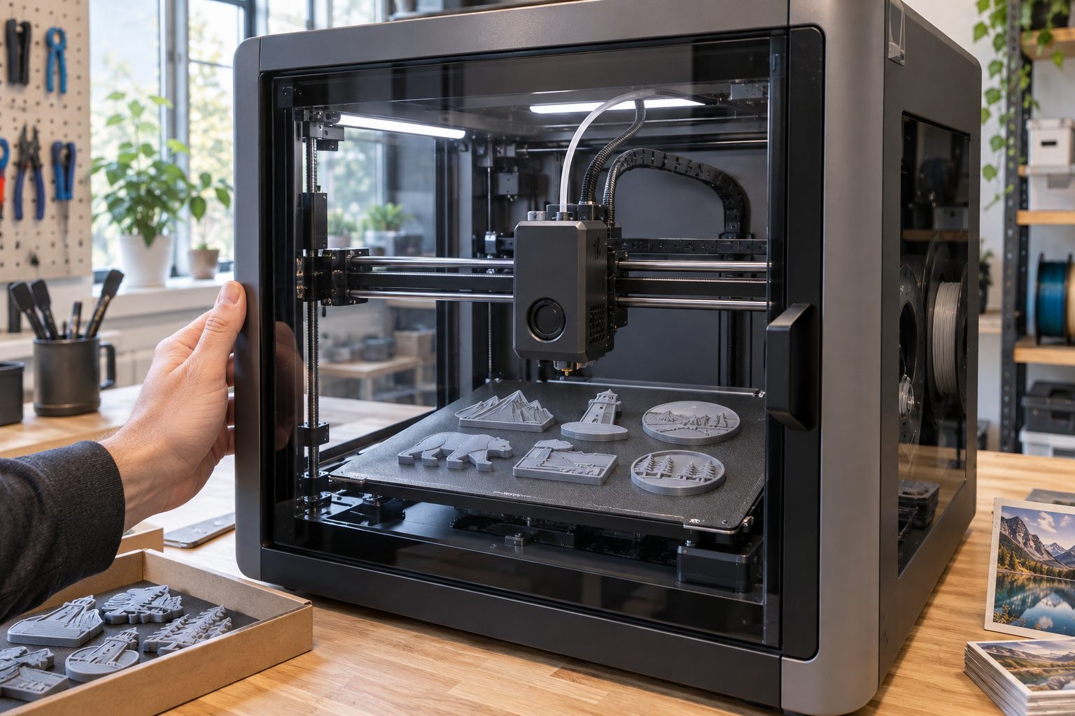 AI visualisation: 3D printing of a magnet body, close-up