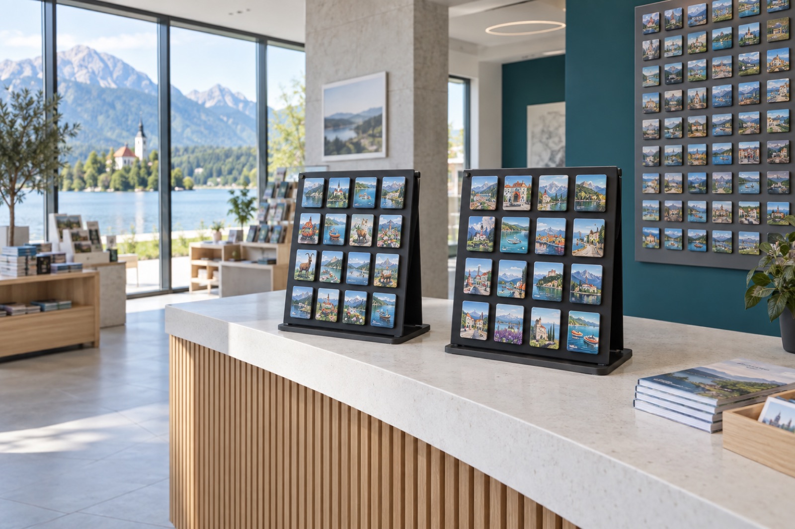 Concept image: tourist information office with a magnet display