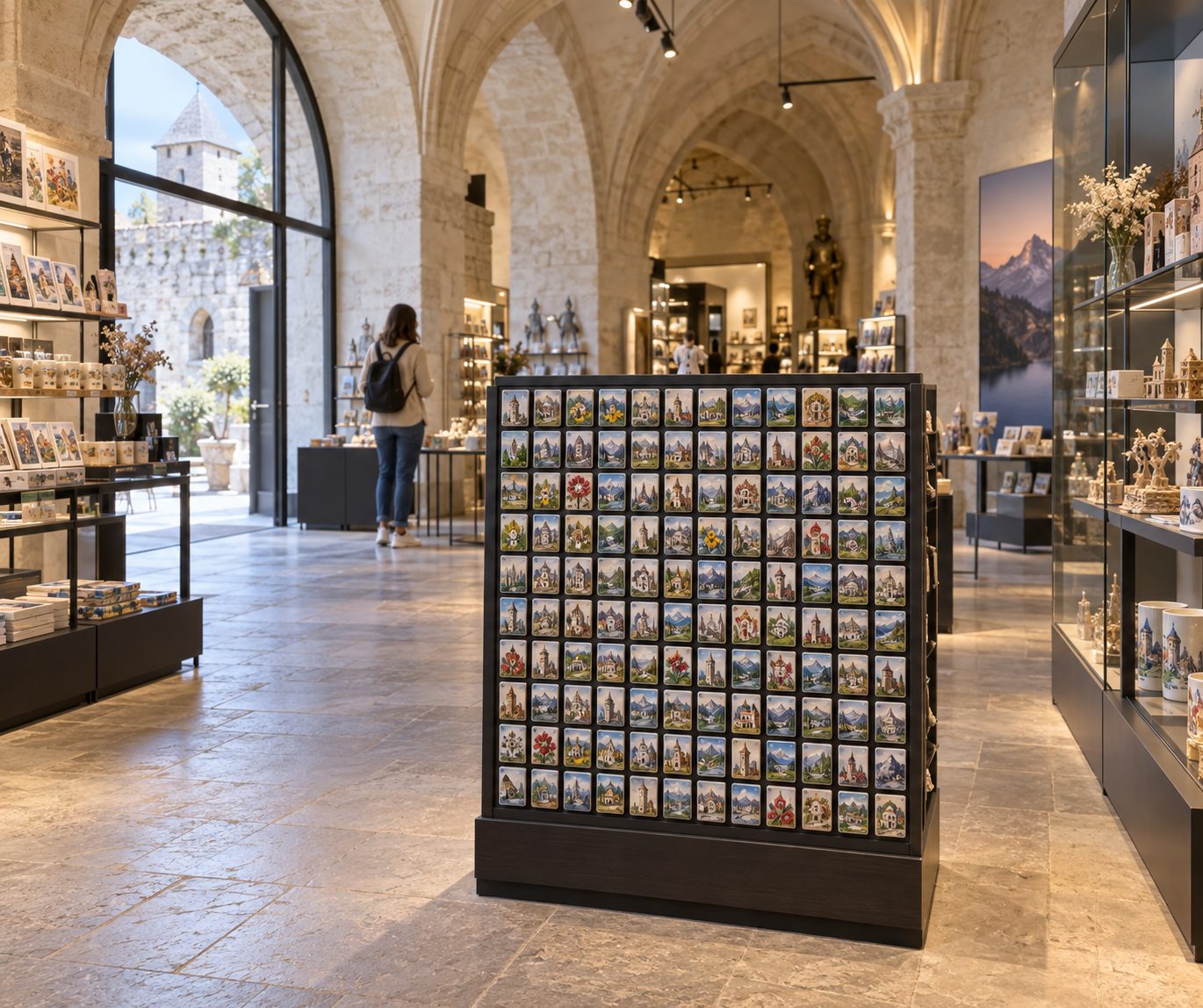 AI visualisation: castle visitor centre with a magnet display